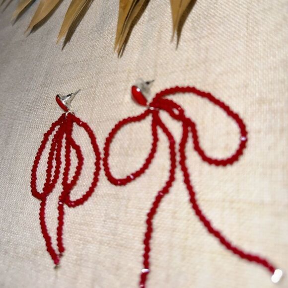 Beaded heart earrings M475 - Picture 4 of 5